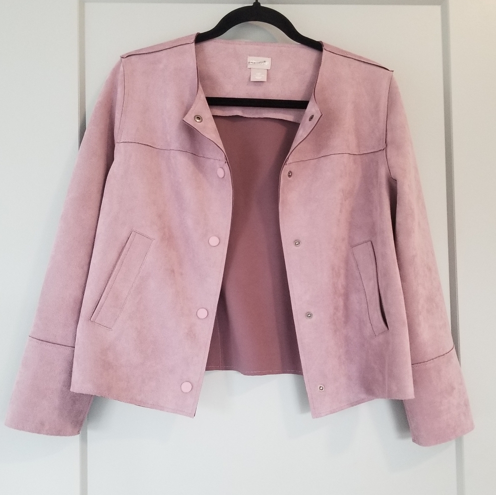 Chico's Purple Faux Suede Jacket Size 0P U.S. Size 4/6P - Picture 1 of 10